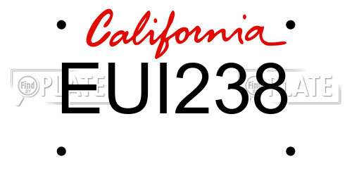 EUI238 California License Plate