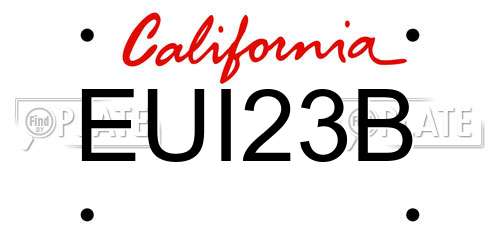 EUI23B California License Plate
