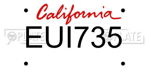 EUI735 California License Plate