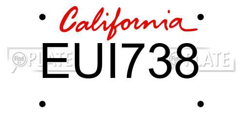 EUI738 California License Plate