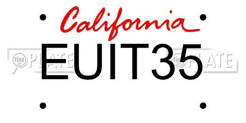 EUIT35 California License Plate