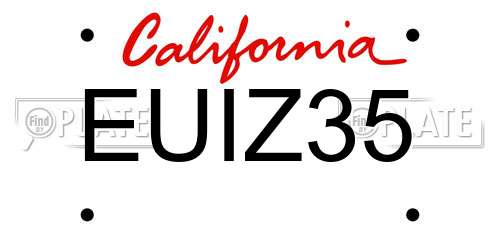 EUIZ35 California License Plate