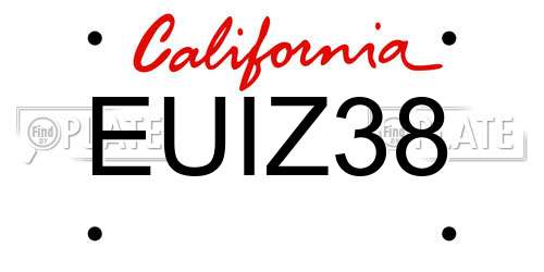 EUIZ38 California License Plate