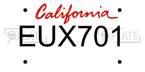 EUX701 California License Plate