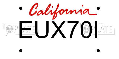 EUX70I California License Plate
