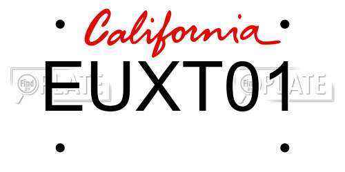 EUXT01 California License Plate