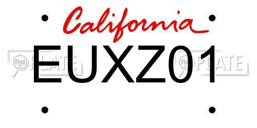EUXZ01 California License Plate