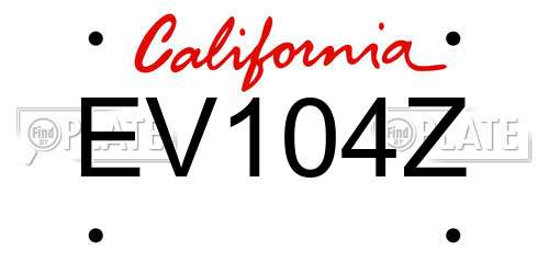 EV104Z California License Plate