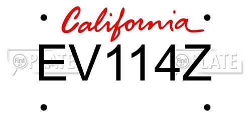 EV114Z California License Plate