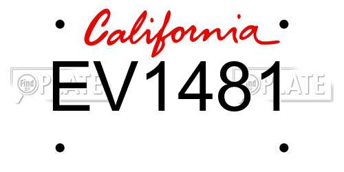 EV1481 California License Plate