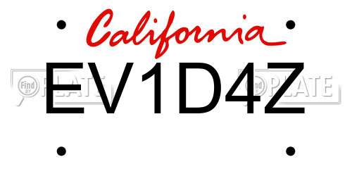 EV1D4Z California License Plate