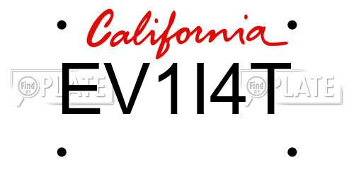 EV1I4T California License Plate
