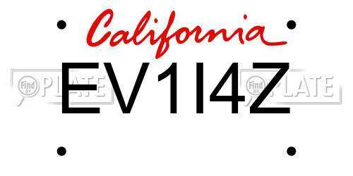 EV1I4Z California License Plate