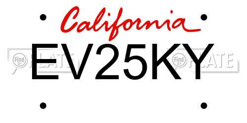 EV25KY California License Plate