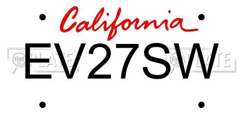 EV27SW California License Plate