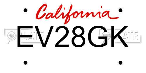 EV28GK California License Plate