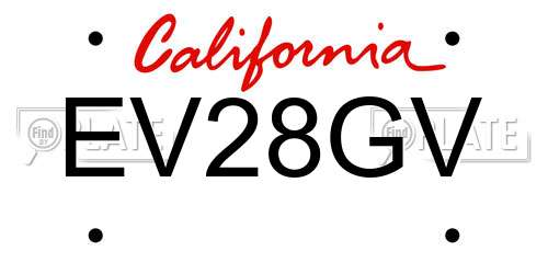 EV28GV California License Plate