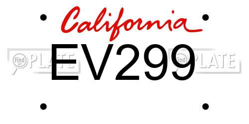 EV299 California License Plate