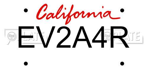 EV2A4R California License Plate
