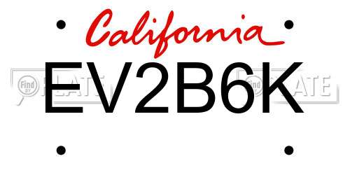 EV2B6K California License Plate