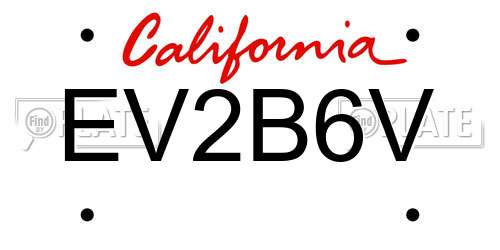 EV2B6V California License Plate
