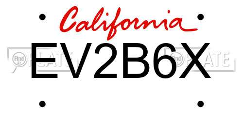 EV2B6X California License Plate