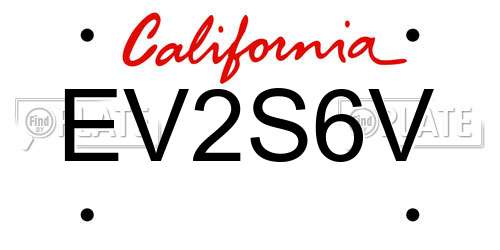 EV2S6V California License Plate