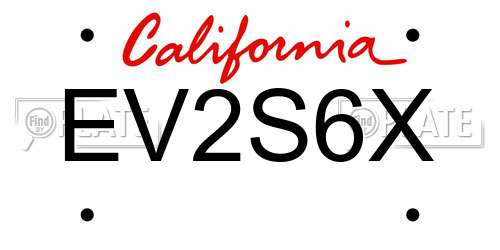 EV2S6X California License Plate