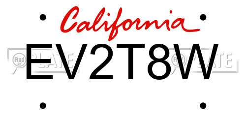 EV2T8W California License Plate