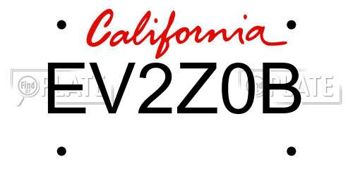 EV2Z0B California License Plate