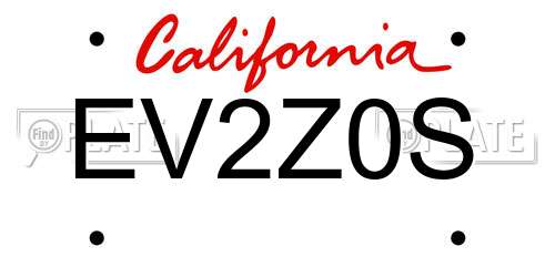 EV2Z0S California License Plate