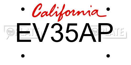 EV35AP California License Plate