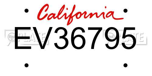 EV36795 California License Plate