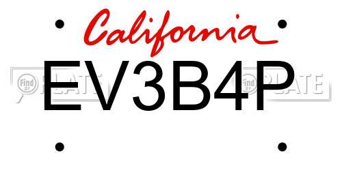 EV3B4P California License Plate
