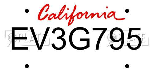 EV3G795 California License Plate