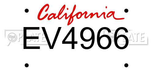 EV4966 California License Plate