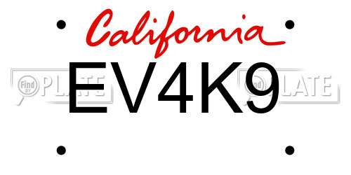 EV4K9 California License Plate