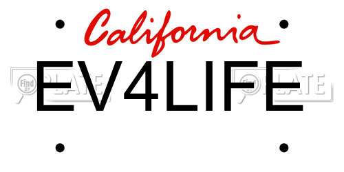 EV4LIFE California License Plate