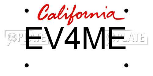 EV4ME California License Plate