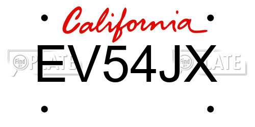 EV54JX California License Plate
