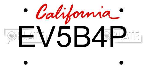 EV5B4P California License Plate