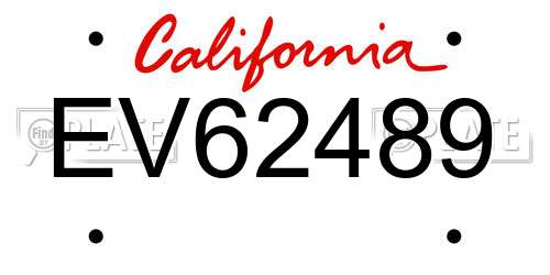 EV62489 California License Plate