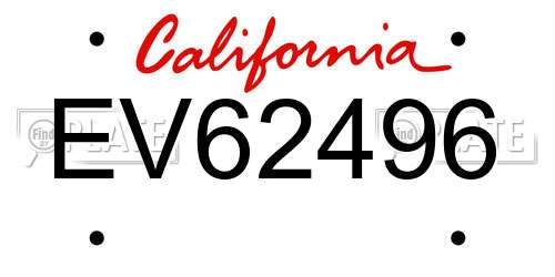 EV62496 California License Plate