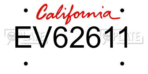 EV62611 California License Plate