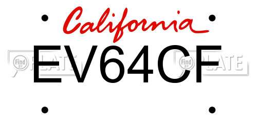 EV64CF California License Plate