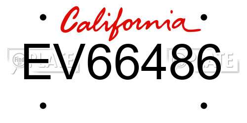 EV66486 California License Plate