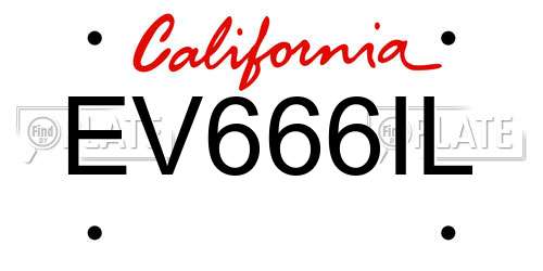 EV666IL California License Plate