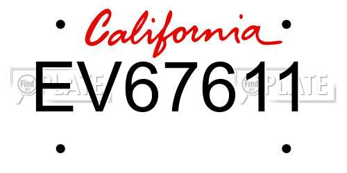 EV67611 California License Plate