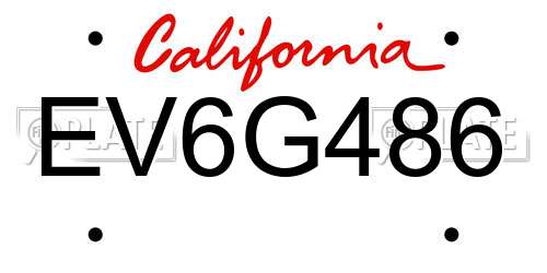 EV6G486 California License Plate