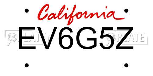 EV6G5Z California License Plate